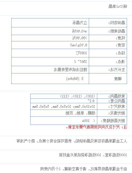 金属铜单晶(Cu)	